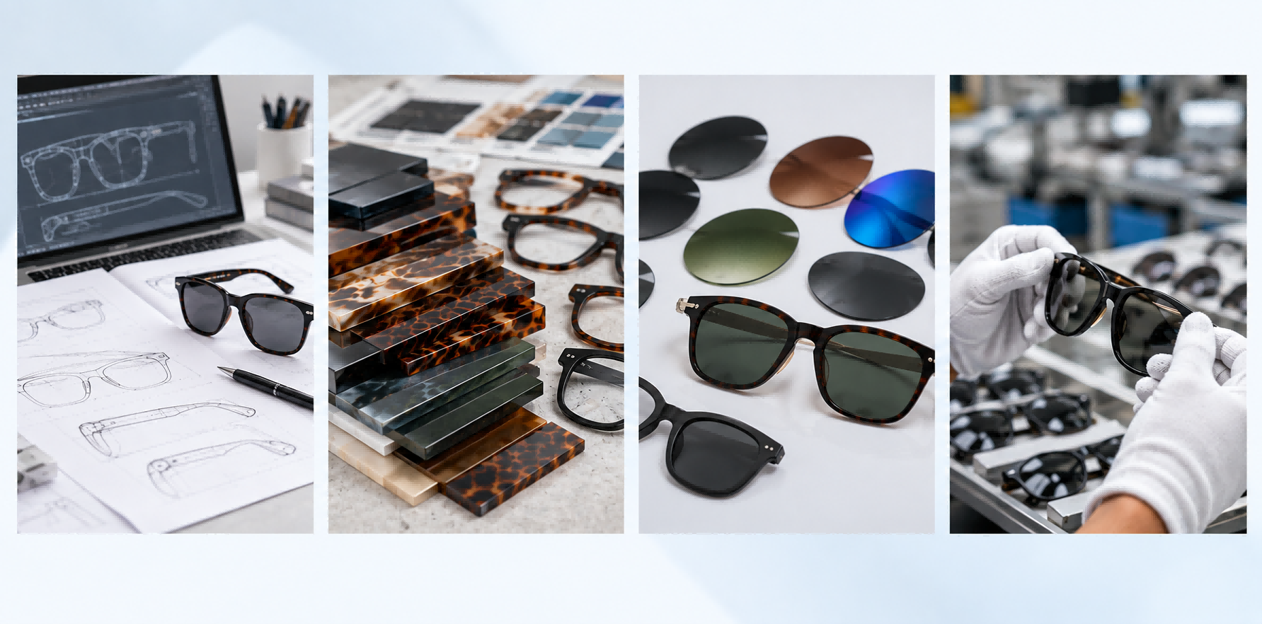 Custom sunglasses development materials lenses and production